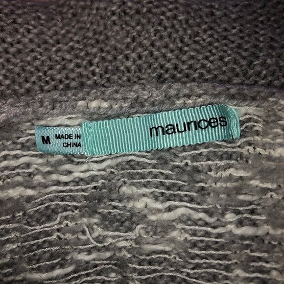 Maurices Knit V Neck Hooded Sweater Winter Gray - Picture 8 of 9